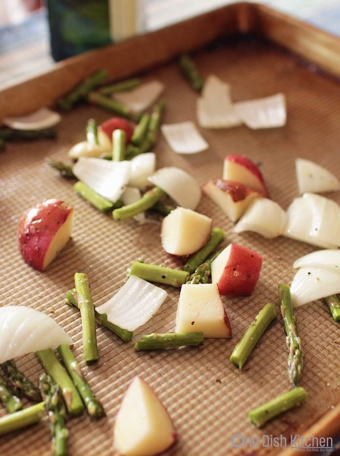 roasted vegetables for a crustless quiche \ one dish kitchen