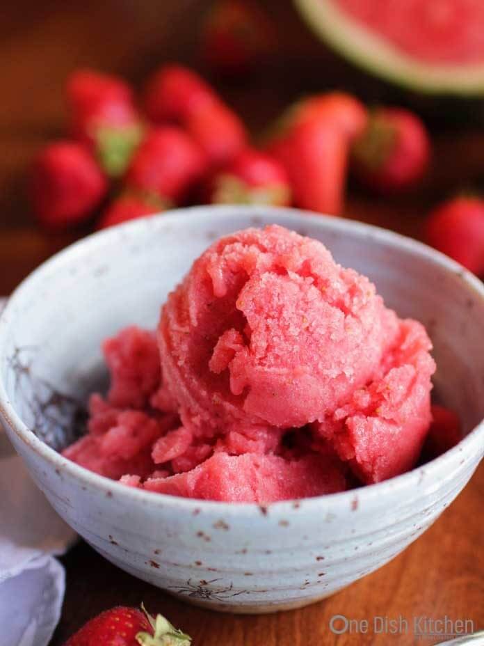 Watermelon Strawberry Sorbet | One Dish Kitchen