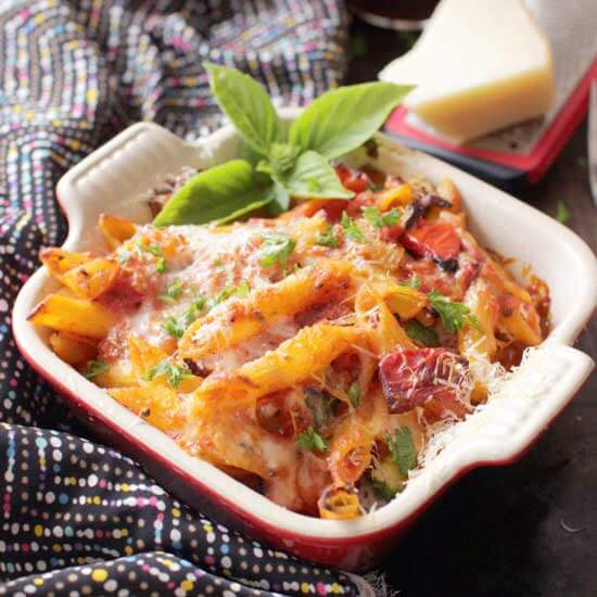 Baked Pasta with Roasted Vegetables | One Dish Kitchen