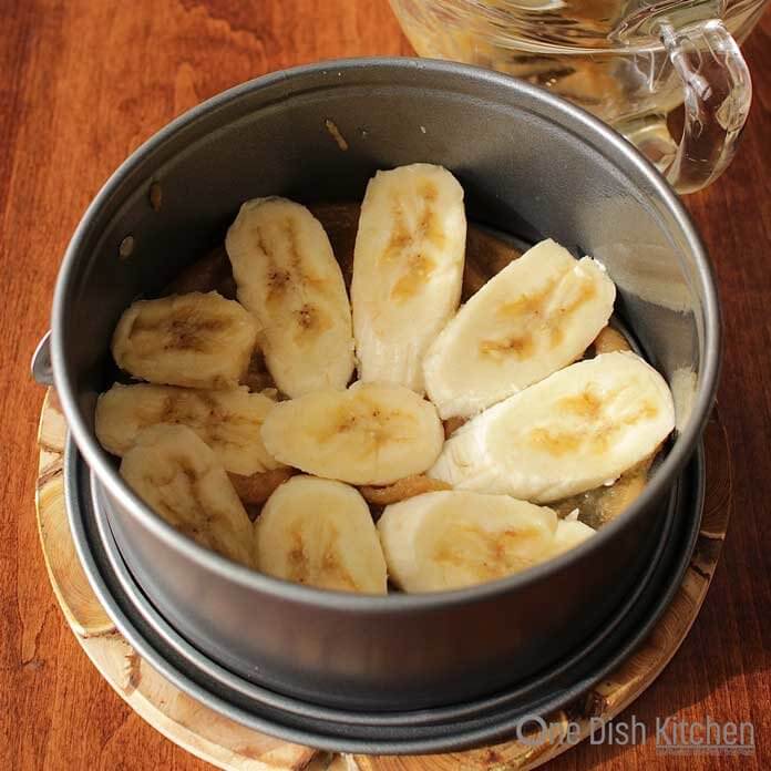 Step 3 in making a Caramelized Banana Upside Down Cake | One Dish Kitchen