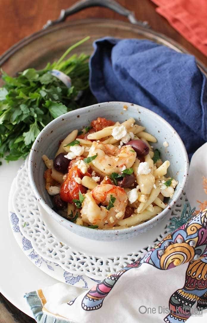 Mediterranean Shrimp and Pasta | One Dish Kitchen