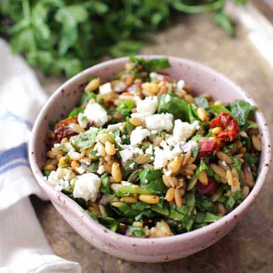 Spinach and Orzo Salad For One | One Dish Kitchen