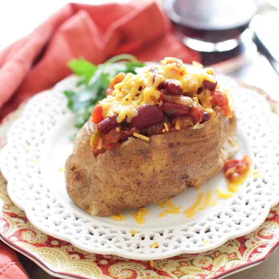 Chili Cheese Baked Potato | One Dish Kitchen | Game Day Recipes