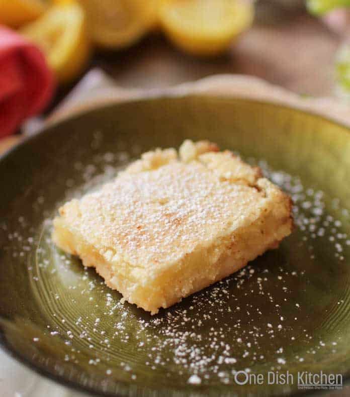 a lemon bar on a plate | One Dish Kitchen