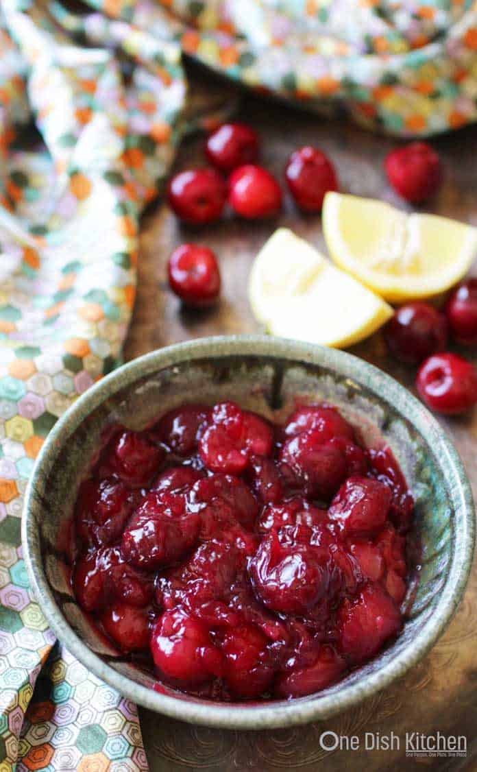 cherry pie filling in a bowl