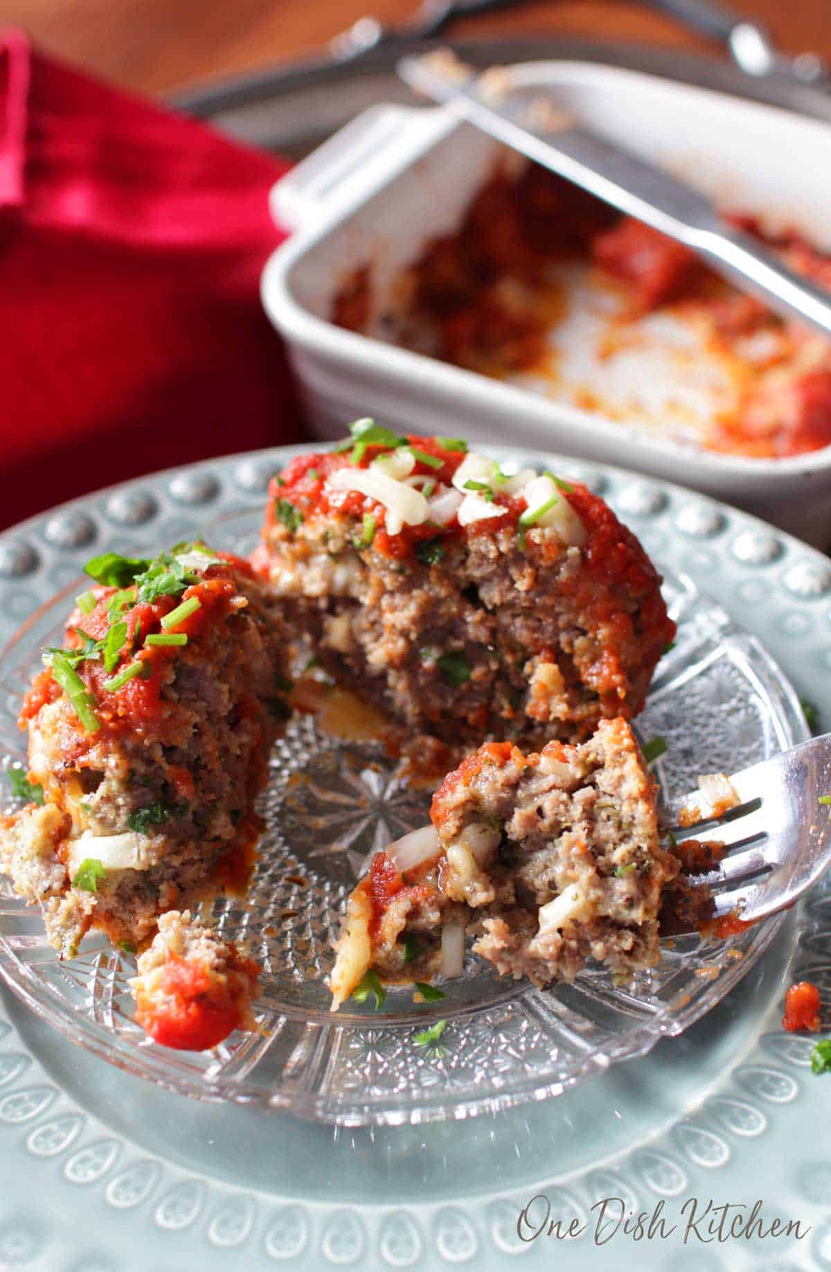 cutting into a meatball with a fork | one dish kitchen | meatball recipe