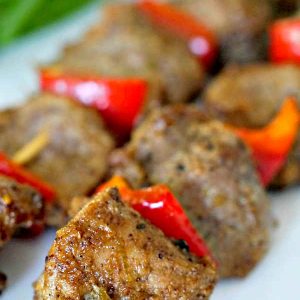 Spicy Moroccan Pork and Pepper Kebabs