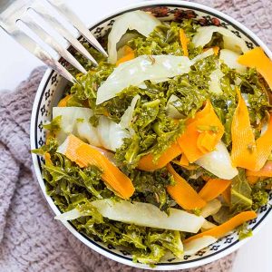 Braised Kale with Cabbage and Carrots