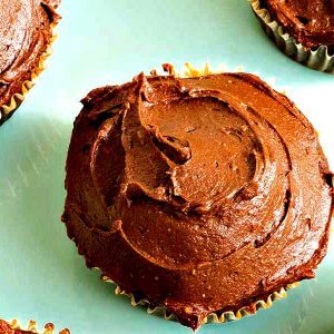 Gluten Free Double Chocolate Chip Cupcakes with Nougat Frosting