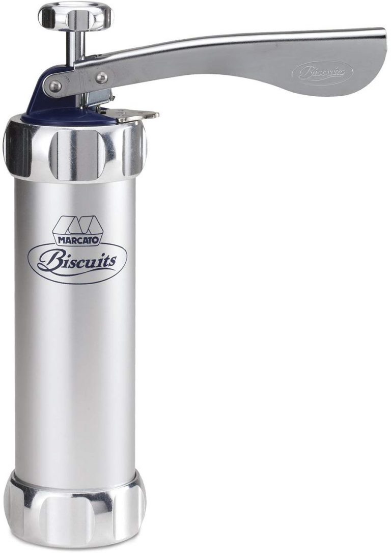 Marcato 8300 Atlas Biscuit Maker Press, Made in Italy, Includes 20 Cookie Disc Shapes, Classic Silver