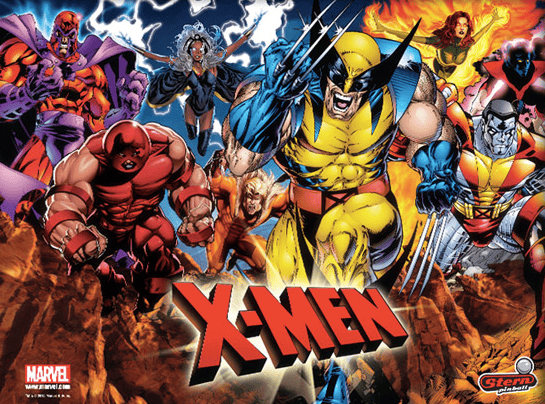 X Men Pinball Machine Backglass