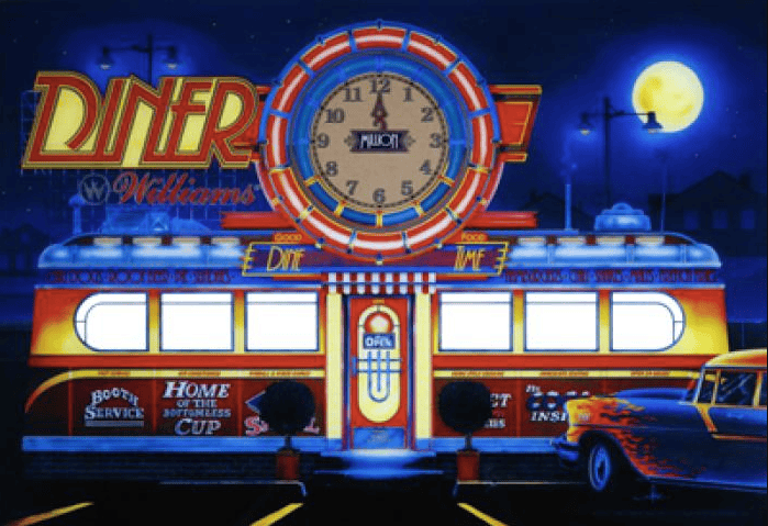 Diner Pinball Machine Backglass