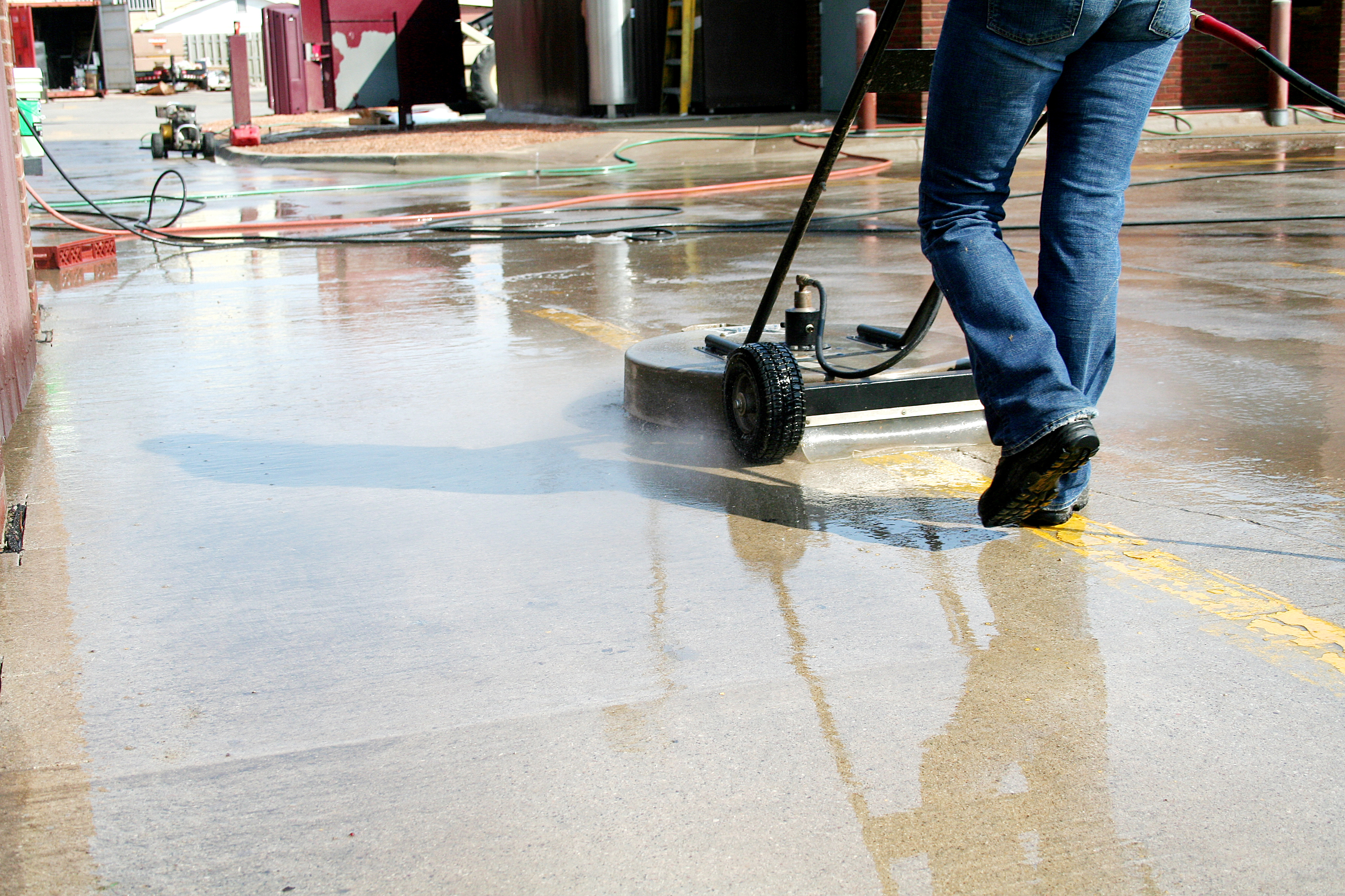 a lady crewmember cleans