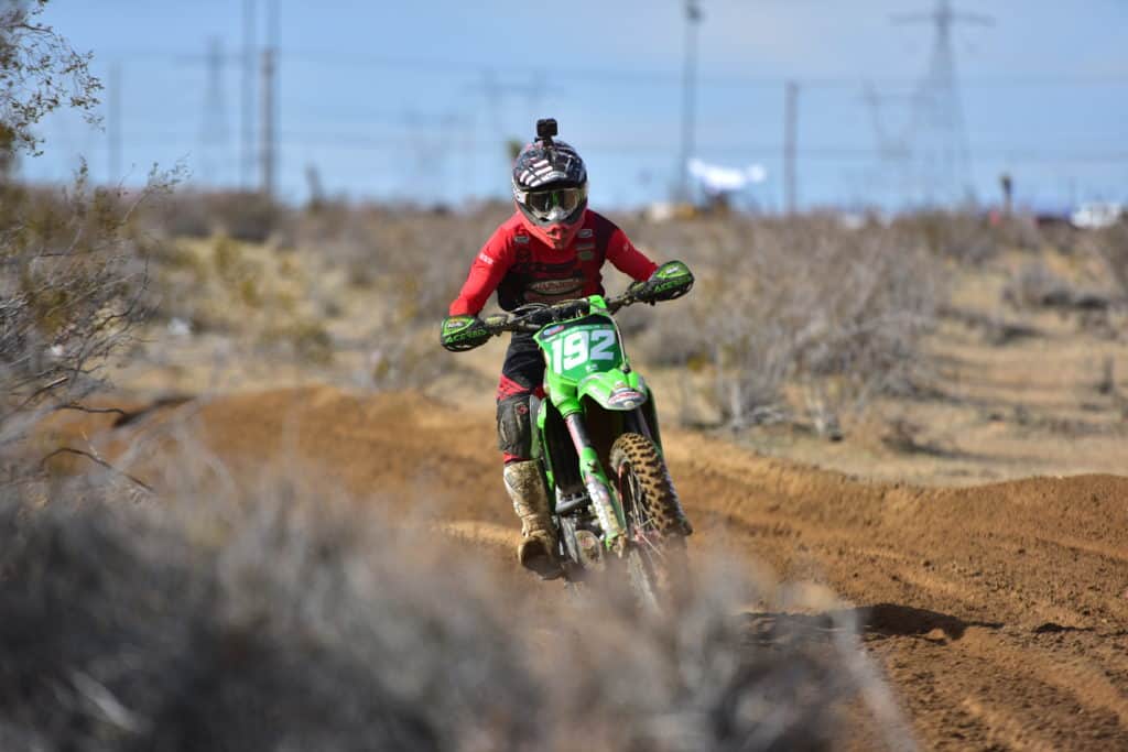 JP Alvarez riding his KX250 at the 2020 Adelanto NGPC