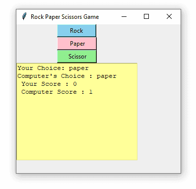 rock paper scissors game using python tkinter