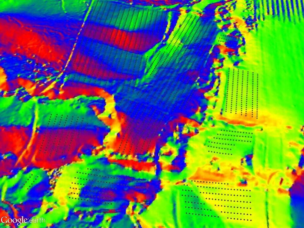 Macadamia growers' case study 2017 15 Aspect overlaid with tree sites