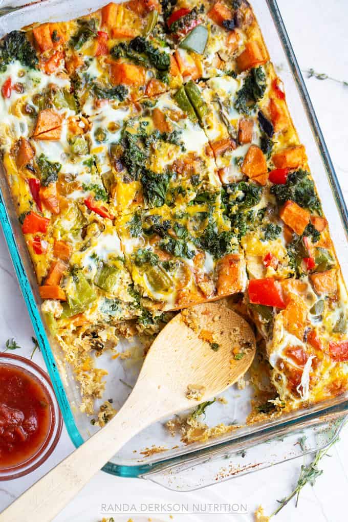 Serving a slice of a healthy breakfast recipe