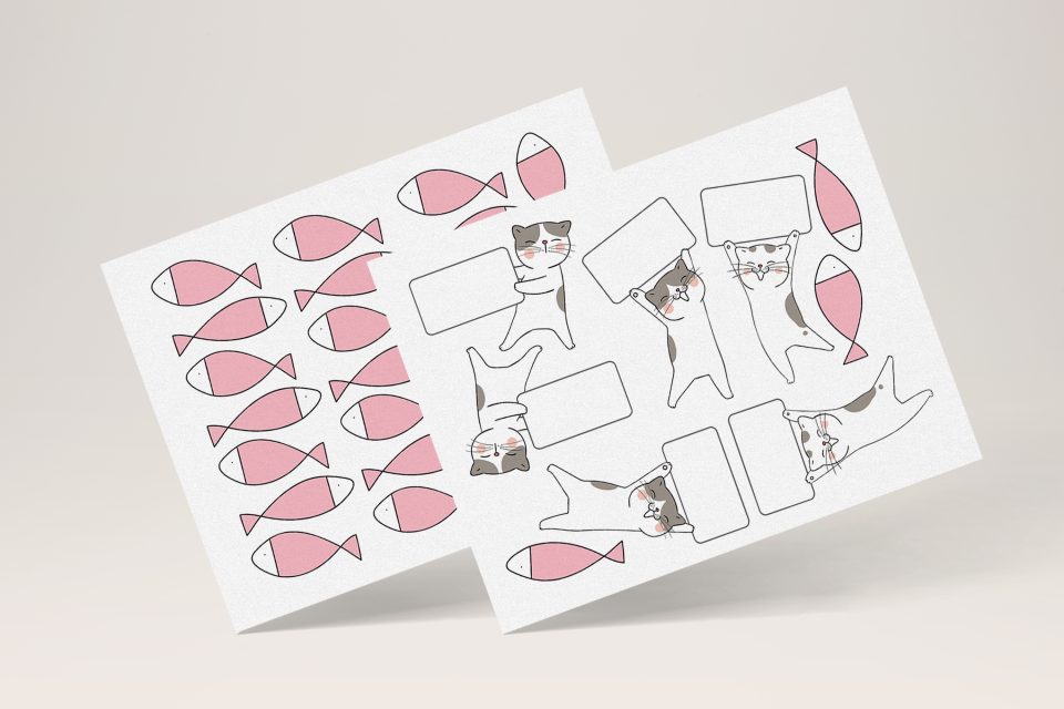 DIY 小貓抓魚- 1 款簡單的自製教具(免費圖檔) 3 小貓抓魚免費圖檔