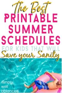 Printable Summer Schedules for Kids