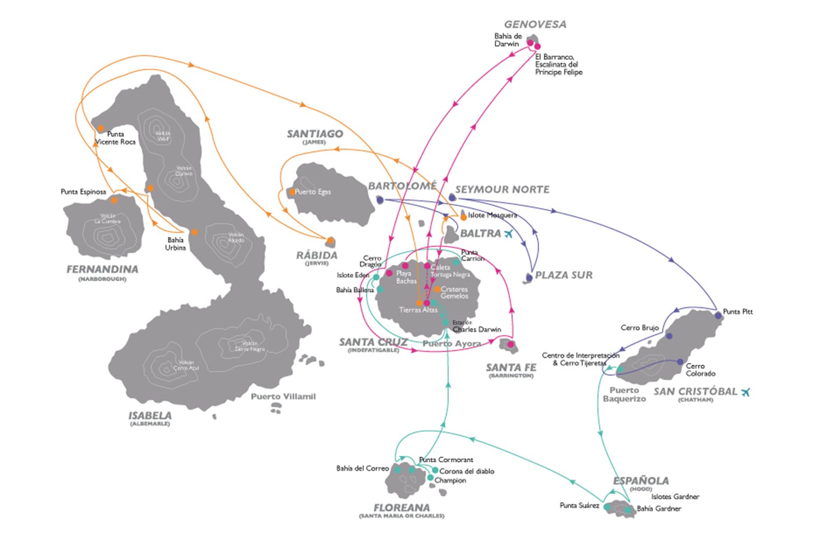M/V Galapagos Legend Route Map