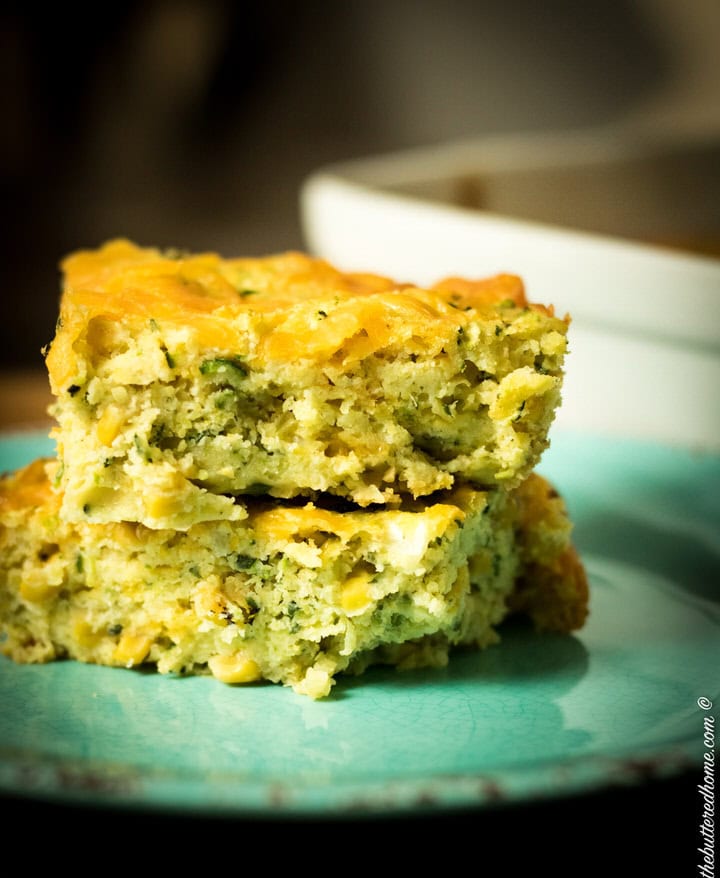 Zucchini cornbread on a plate