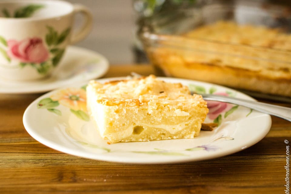 a slice of lemon coffee cake