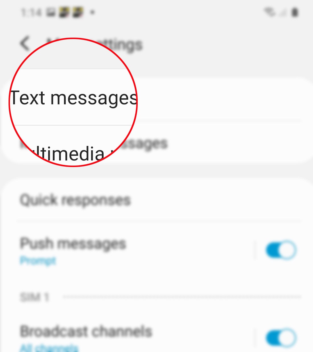 How to view or edit Galaxy S20 Message Center Number