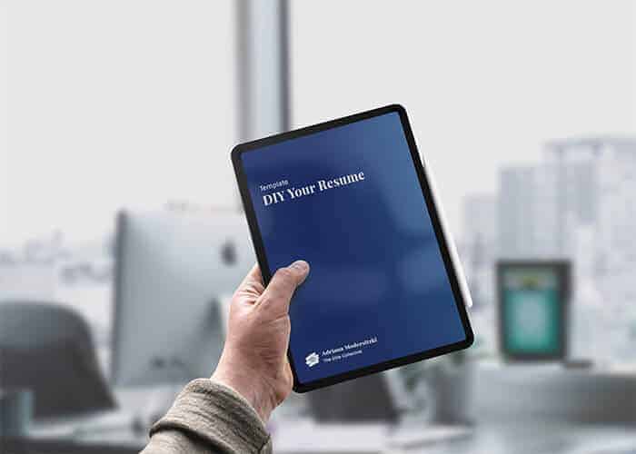 Resume template cover image on iPad