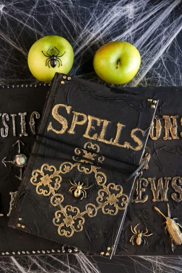 Cast a spell on your friends and family this Halloween. Create your own Halloween Spell Book with this easy craft tutorial. This Halloween craft is spellbinding! #halloweencraft #hocuspocus #halloweendecor
