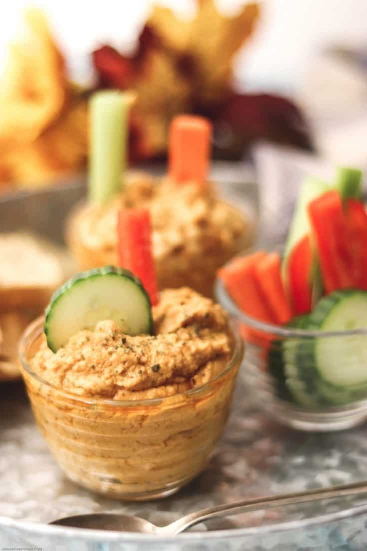 Add a delicious fall twist to a traditional hummus recipe. This Sweet Potato Hummus recipe is a tasty appetizer or snack. #hummus #easyappetizer #sweetpotatorecipe