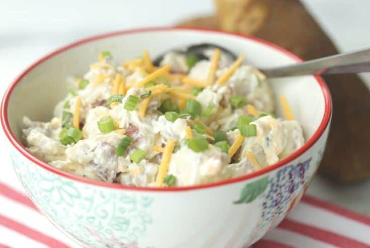 Ready to kick off barbeque season? A salad or two is essential. This easy loaded baked potato salad recipe is the delicious twist on the classic potato salad.