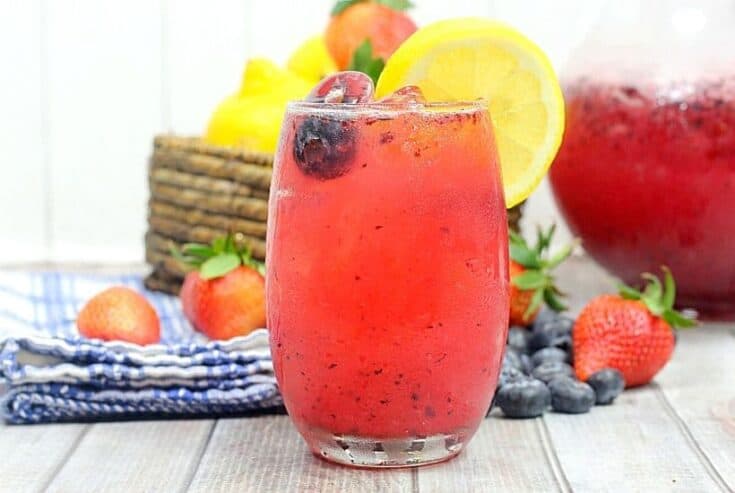 This Refreshing Mixed Berry Lemonade recipe is made with fresh summer berries and fresh-squeezed lemonade. Pull up a chair and enjoy a glass of this lemonade recipe. This summer mocktail can easily be made into a summer cocktail by adding some bourbon to the recipe for a Berry Bourbon Lemonade Cocktail.