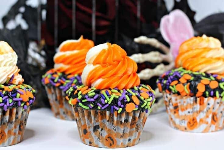It's not Halloween without a sweet treat. These Halloween Sprinkle Cupcakes are and easy Halloween treat everyone will enjoy.