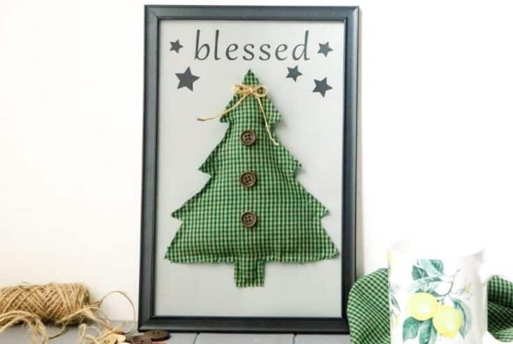 Add a rustic touch to your DIY Christmas decor. This no-sew Farmhouse style Blessed Christmas Tree Sign is an easy Cricut craft.