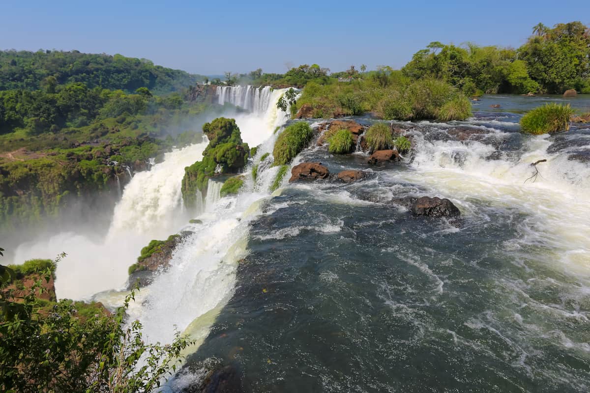 best panoramic views of all of the Argentinian side of Iguazu Falls from Devil’s Throat