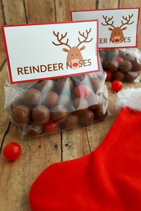 Reindeer Noses Printable Bag Topper