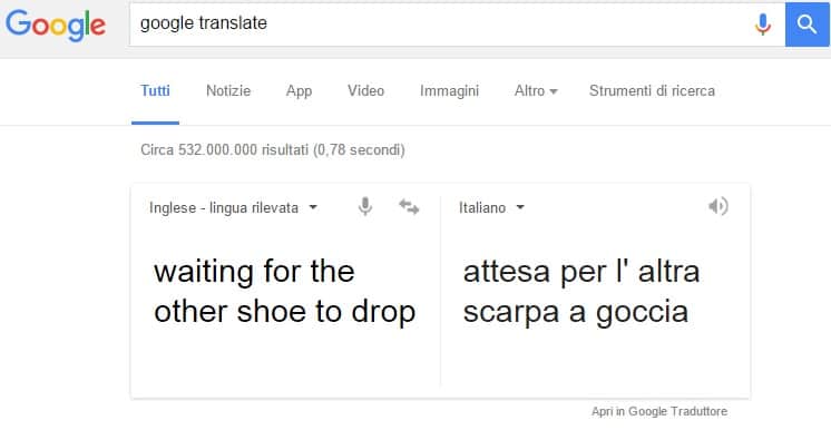 La (pessima) traduzione automatica di un modo di dire