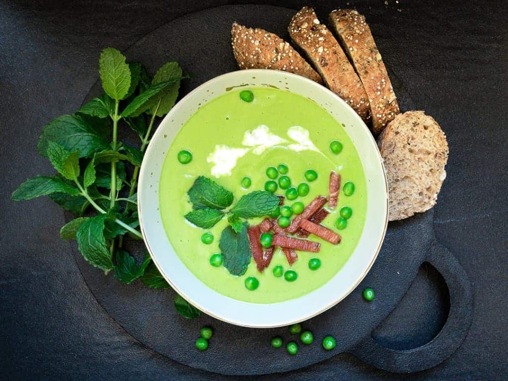 Pea, ham and Mint Soup