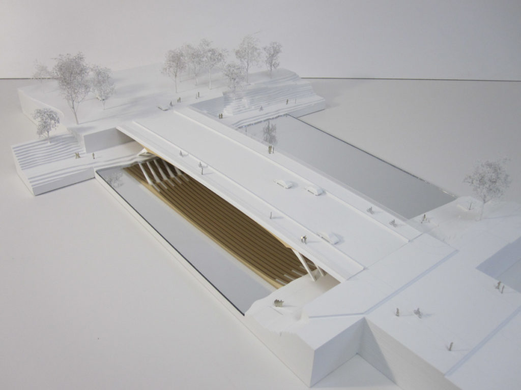 Maquette d'urbanisme du pont de Ulm par Explorations architecture