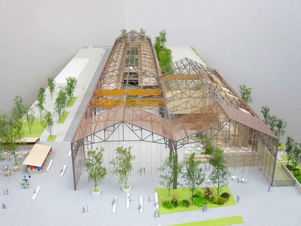 maquette de la grande halle de Pantin avec toiture démontable