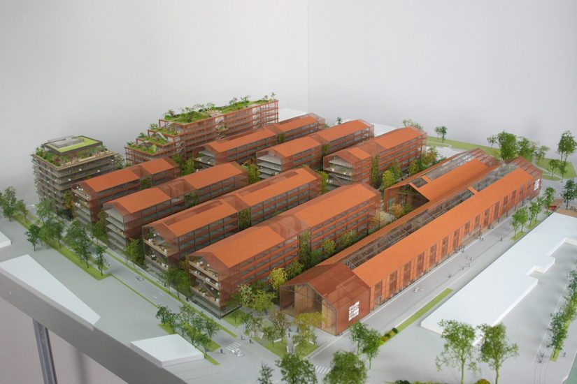 Maquette des grandes serres de Pantin en couleur