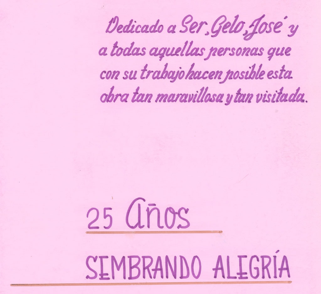 Dedicatoria en 1988. Dedicatoria en 1988.