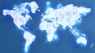 Icy Blue World Map Graphic Background