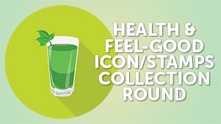 Health Feel-Good Icon Stamps Collection Flat Round