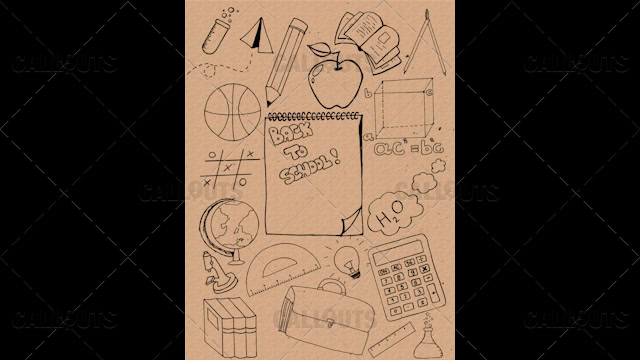 Back to School Doodle Poster 02 Vintage Paper Portrait