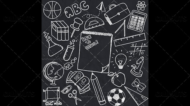 Back to School Doodle Poster 03 Blackboard Square