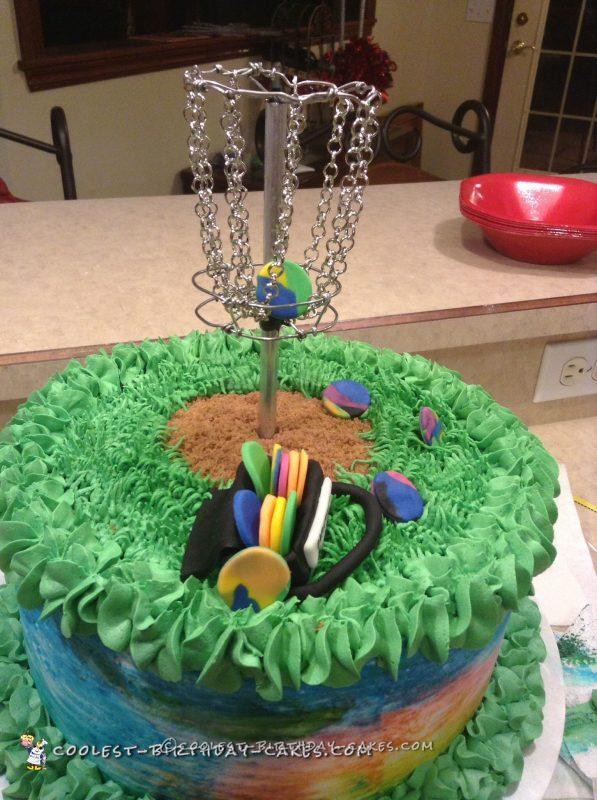 Tie Dye Disc Golf Cake