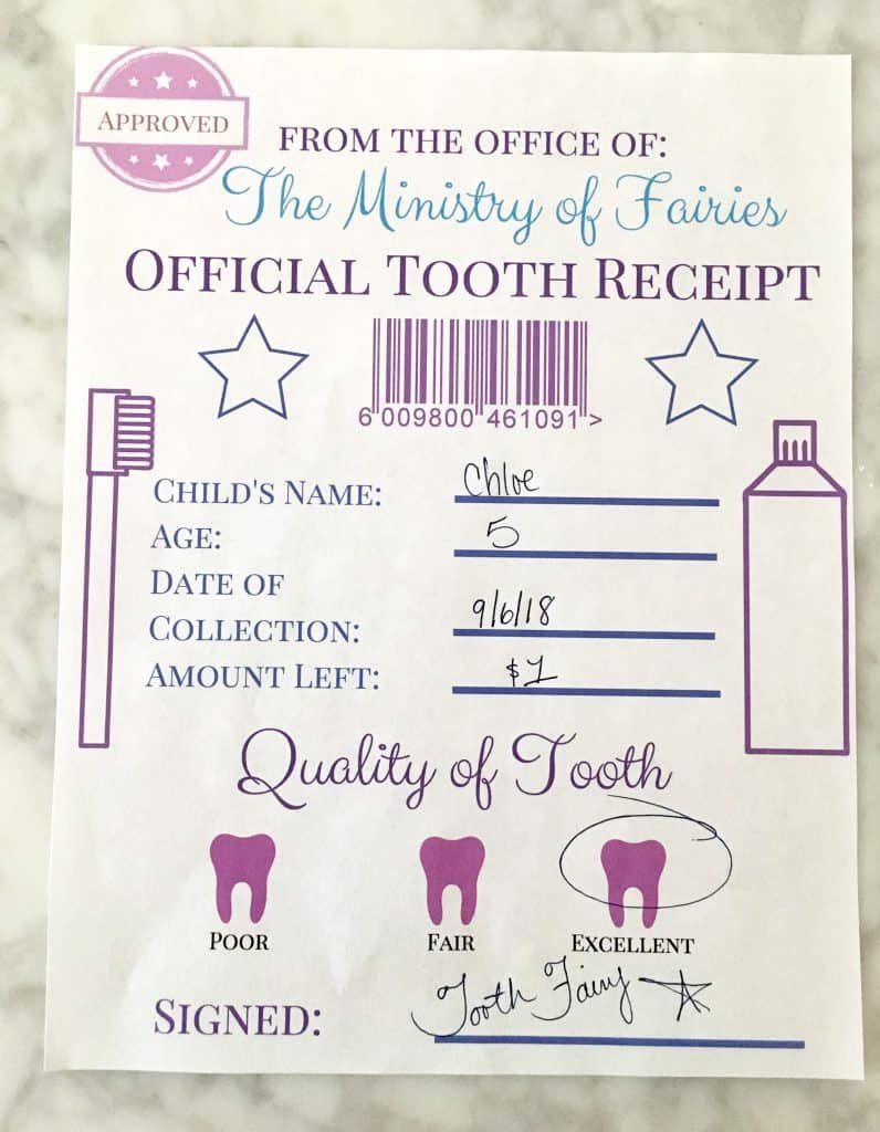 tooth fairy letter template free