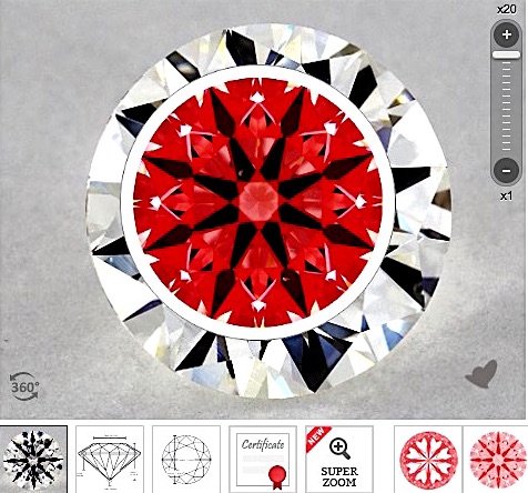AGS, Karat 1.71-ct mit der Farbe I der Reinheit VS2 Hearts and Arrows Ideal-Scope-Aufnahme 20x Zoom AGS, Karat 1.71-ct mit der Farbe I der Reinheit VS2 Hearts and Arrows Ideal-Scope-Aufnahme 20x Zoom
