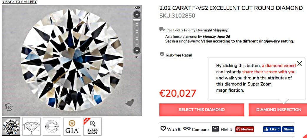 James Allen 2.02ct-Diamant 3-fach Excellent und identische Werte der Proportionen als Beisp1 James Allen 2.02ct-Diamant 3-fach Excellent und identische Werte der Proportionen als Beisp1